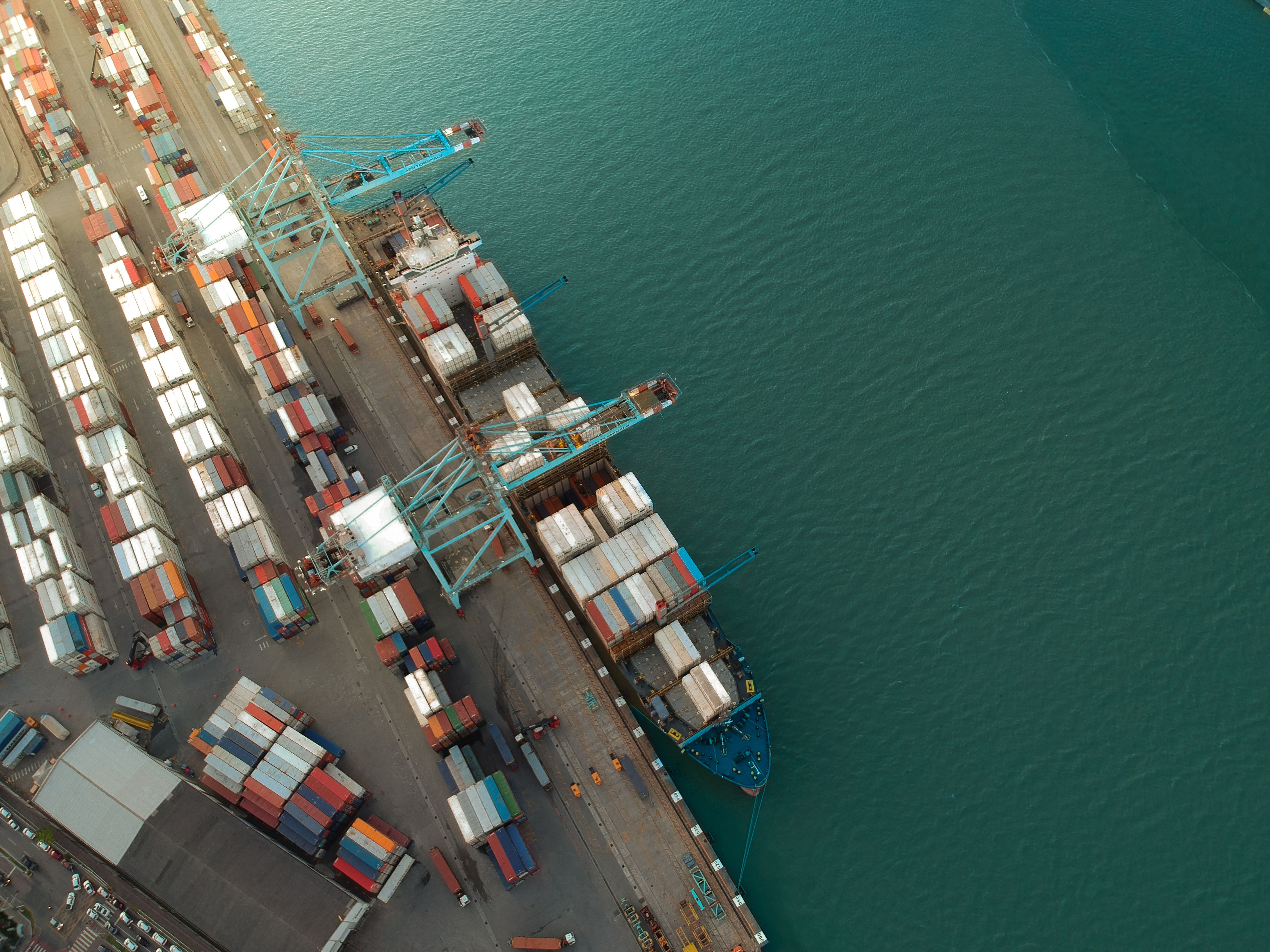 Container ship at port